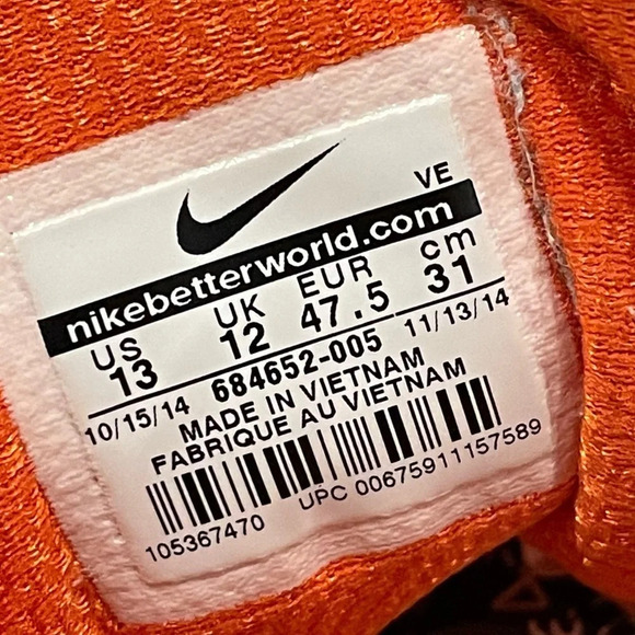 Nike Downshifter 6 Running Shoes Grey/Orange Mens 13 684652-005 - Picture 4 of 13